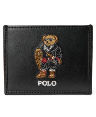 Men's Polo Bear Leather Embroidered Card Case Wallet