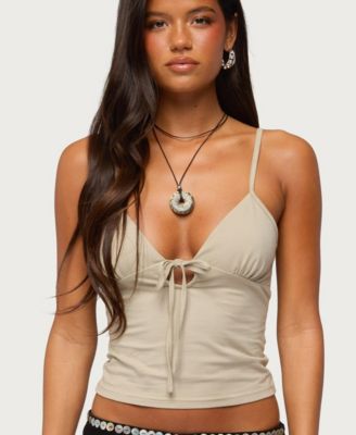 Women's Zanna V-Neck Keyhole-Tie-Front Tank Top