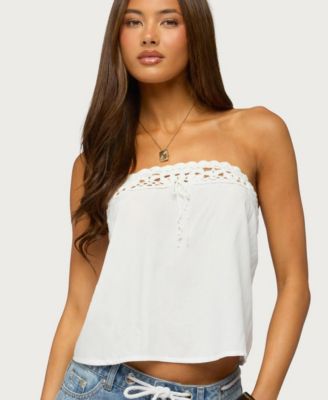 Women's Pearle Strapless Crochet Tube Top
