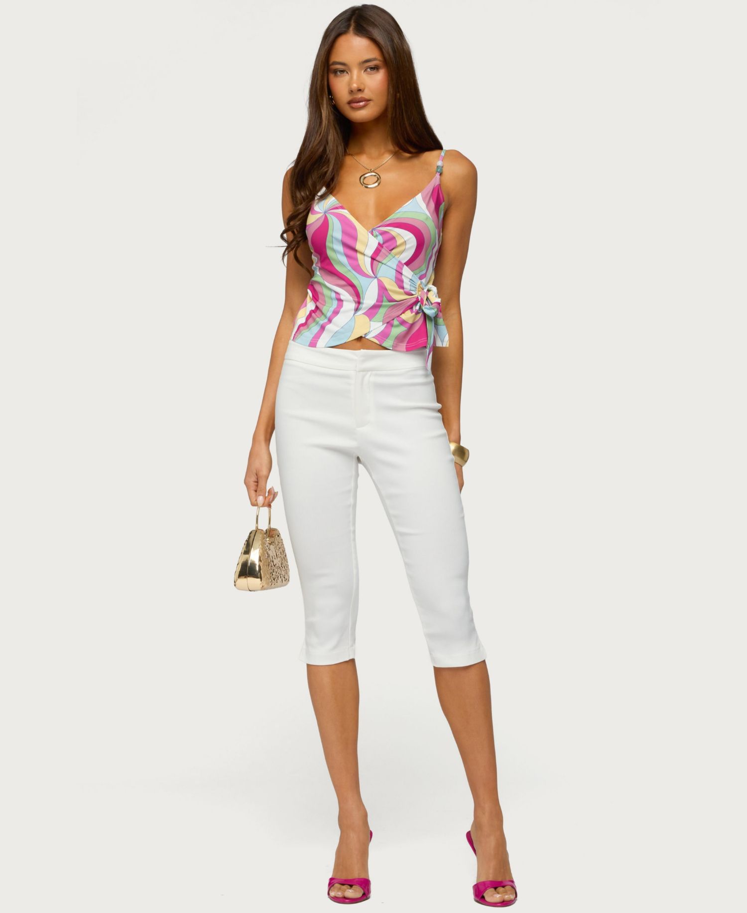 Women's Galie Sleeveless V-Neck Abstract-Print Wrap Top