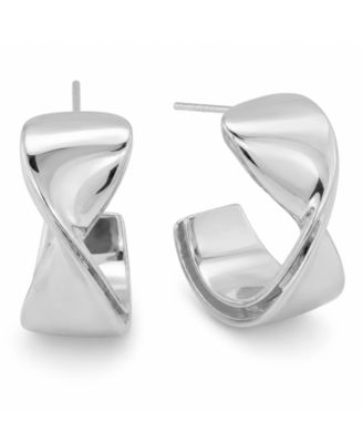 Crossover Push Back Hoop Earrings