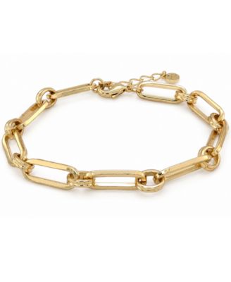 Gold or Silver Plated Circle Oblong Link Bracelet