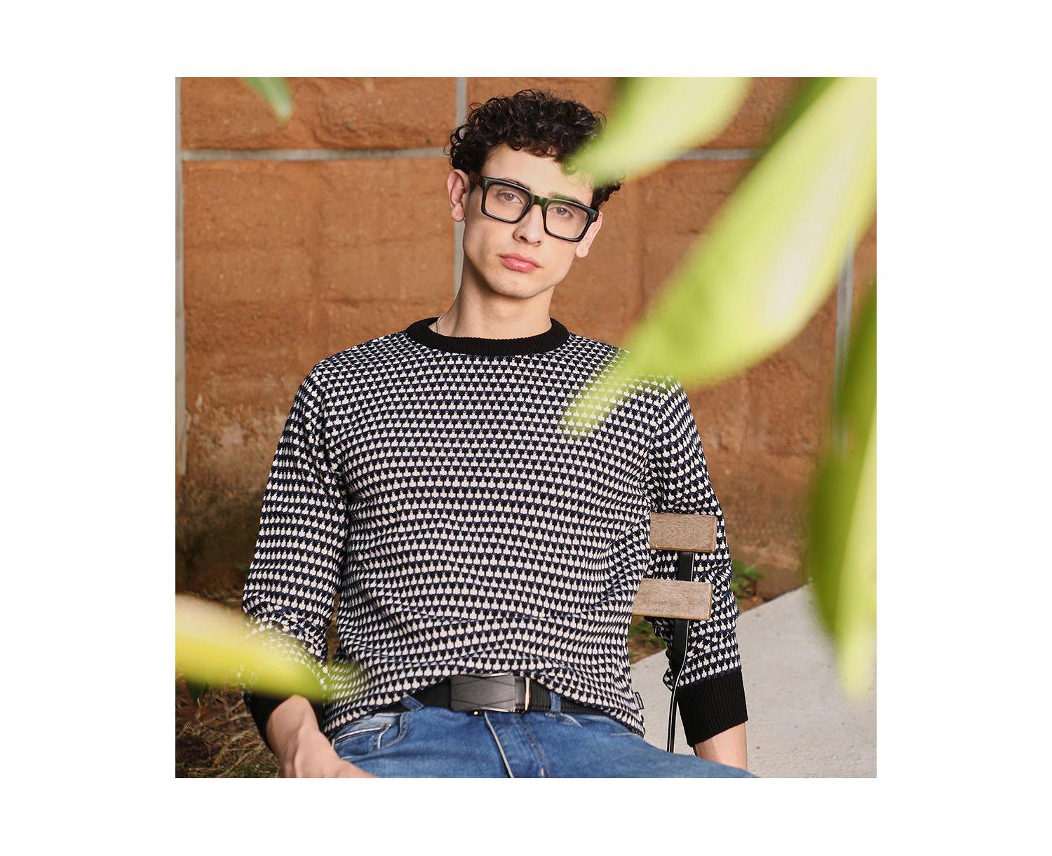 Men's Contrast-Jacquard Knit Pullover Sweater