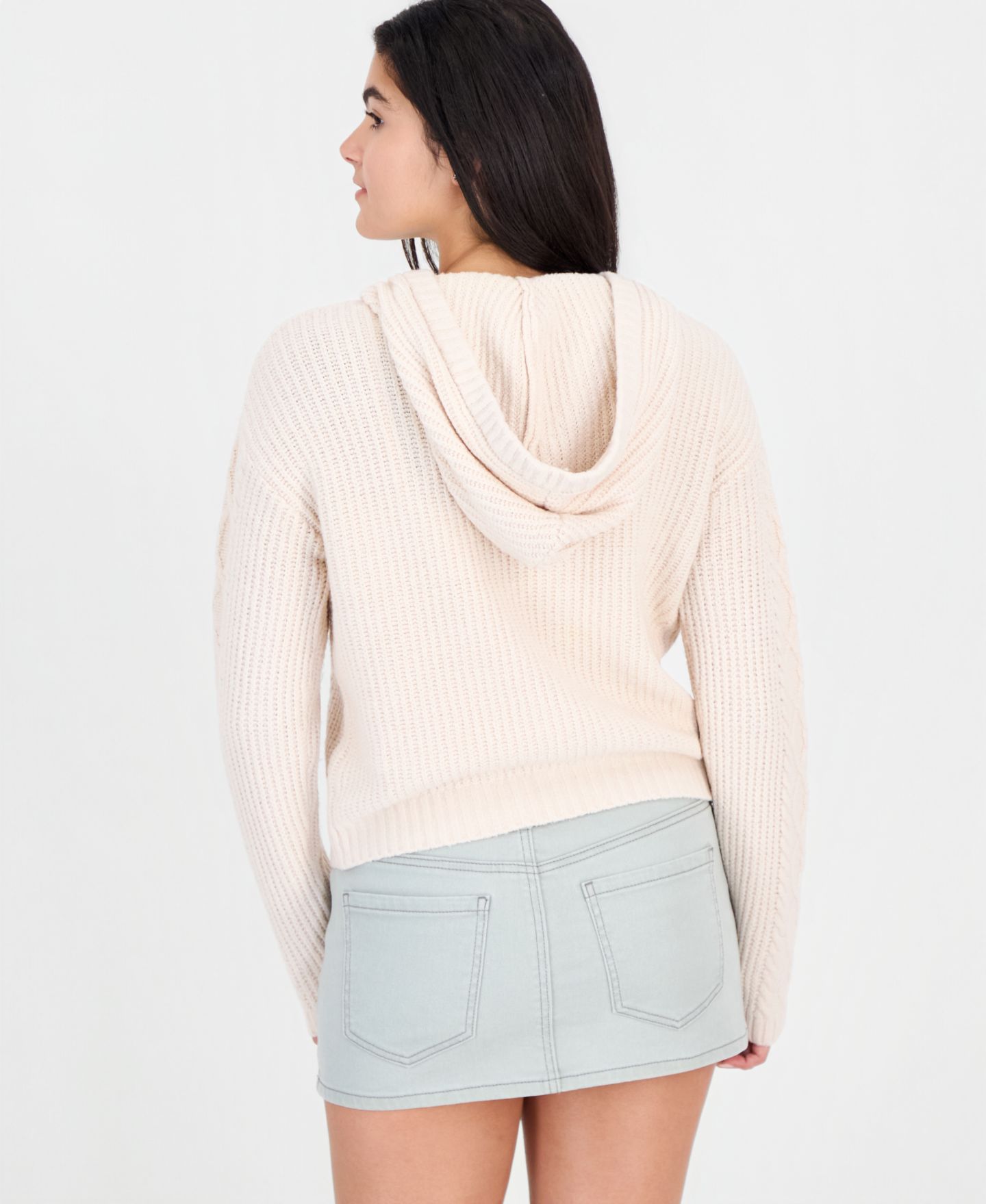 Женский кардиган Madden Girl Juniors' Cable-Knit Hooded Toggle-Front, цвет: Овсяный — фото 2