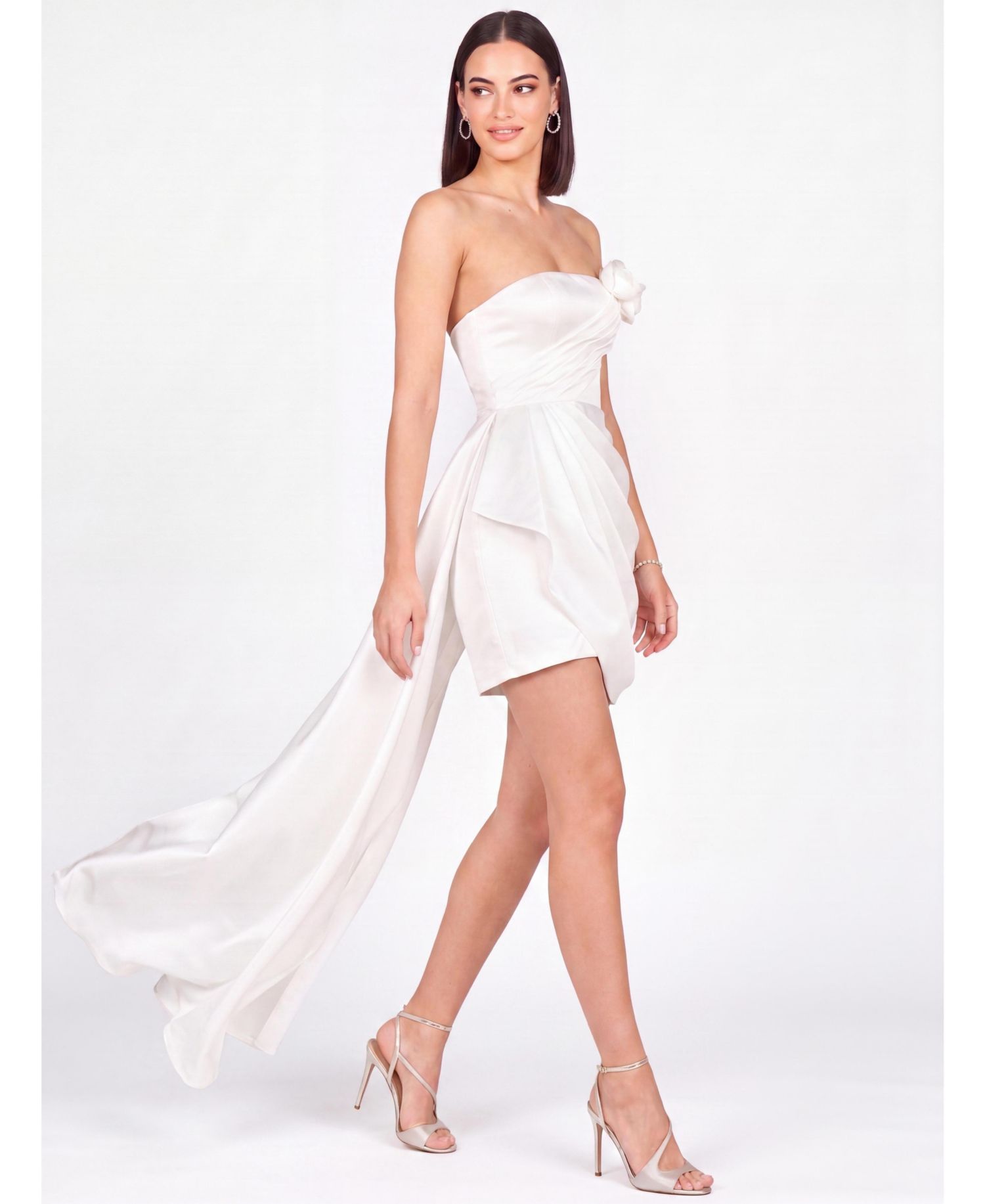 Women's Beaded Faux-Wrap Bridal Gown