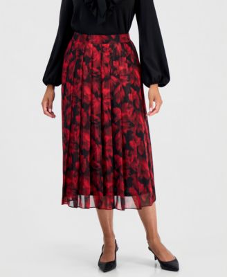 Women's Pleated Midi Lined Chiffon Skirt