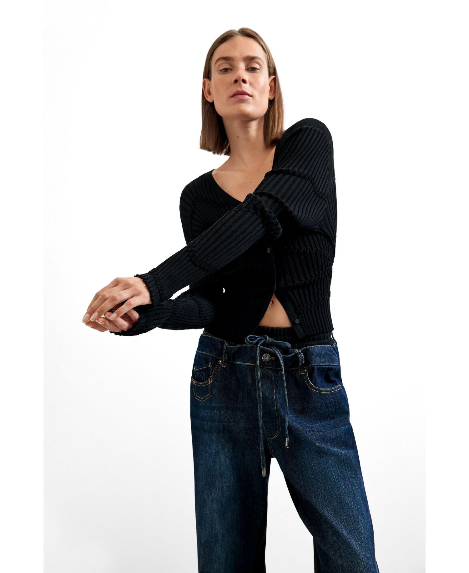 Women's High-Waisted Cotton-Blend Denim Joggers