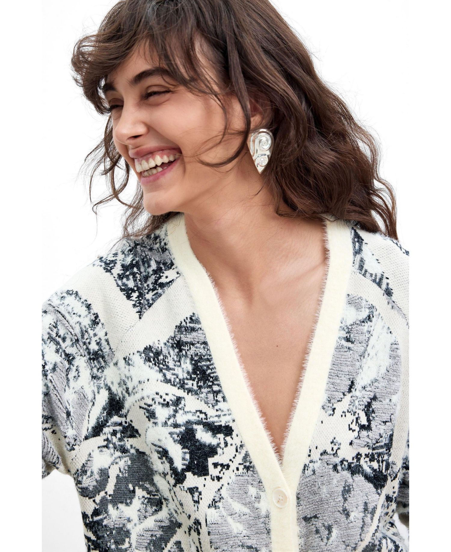Women's M. C. Lacroix Floral-Print Jacquard Button-Front Cardigan