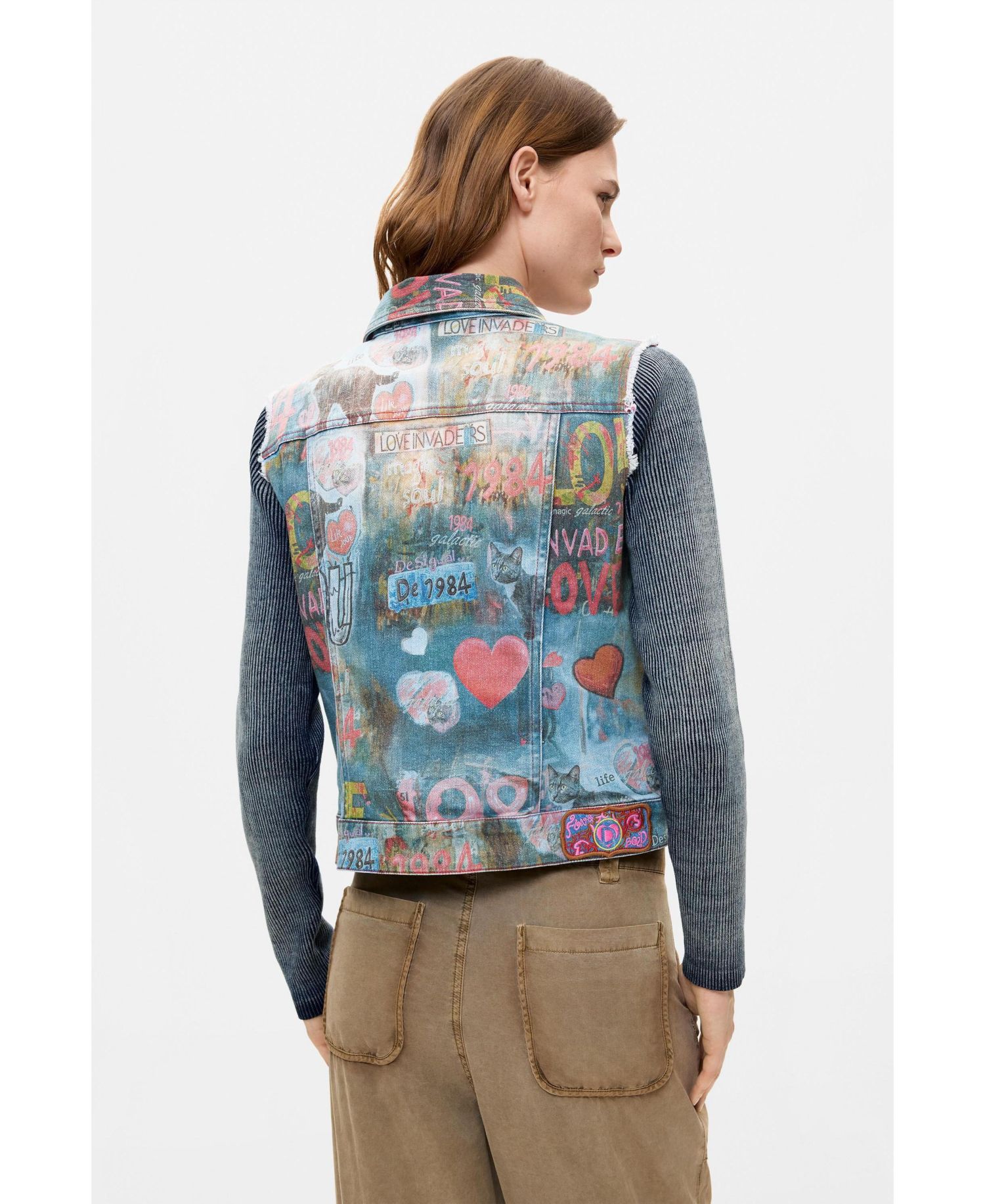 Women's Printed Short Denim Jacket