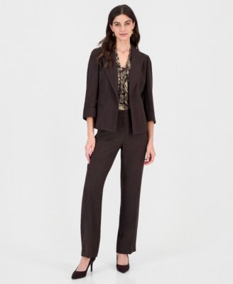 Women's Lily Knot-Neck Cuffed-Sleeve Classic-Fit 3-Piece Suit