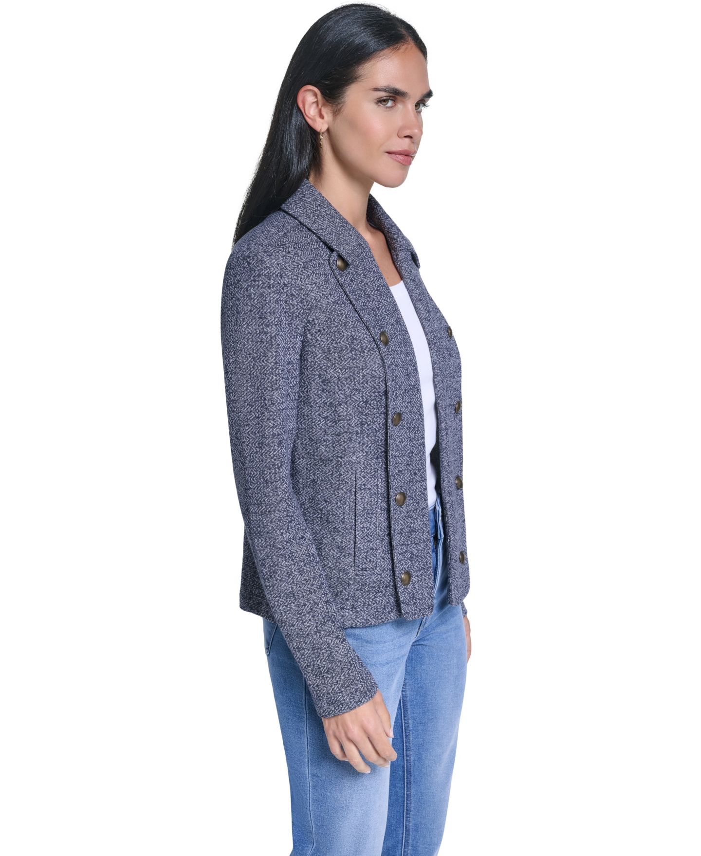 Женская куртка Nautica Marled Band Double-Breasted, цвет: Ночной небесно-голубой — фото 3