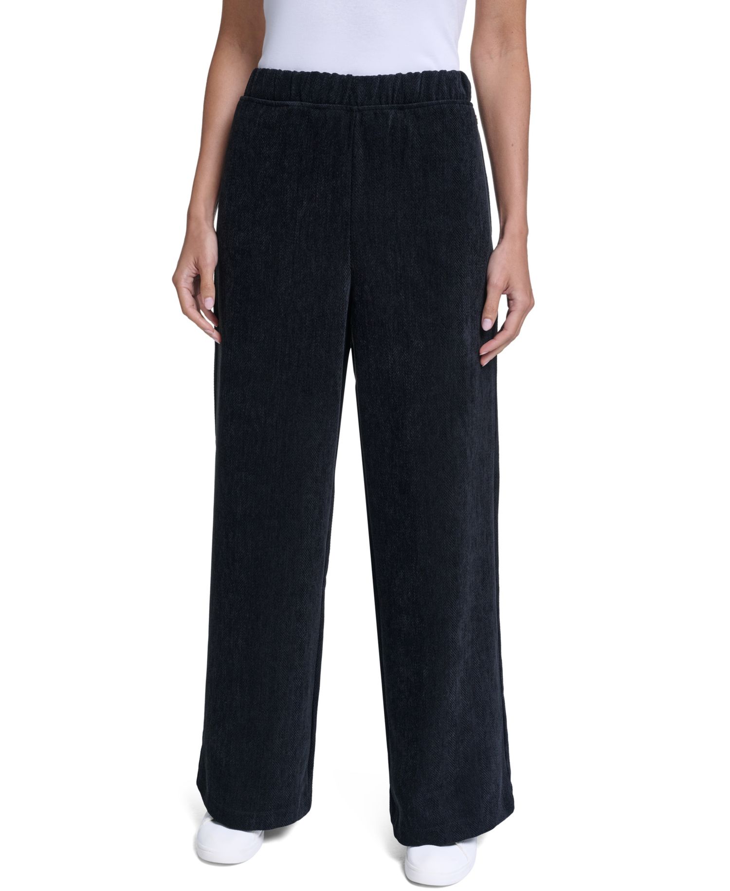 Women's High-Rise Wide-Leg Herringbone Pants