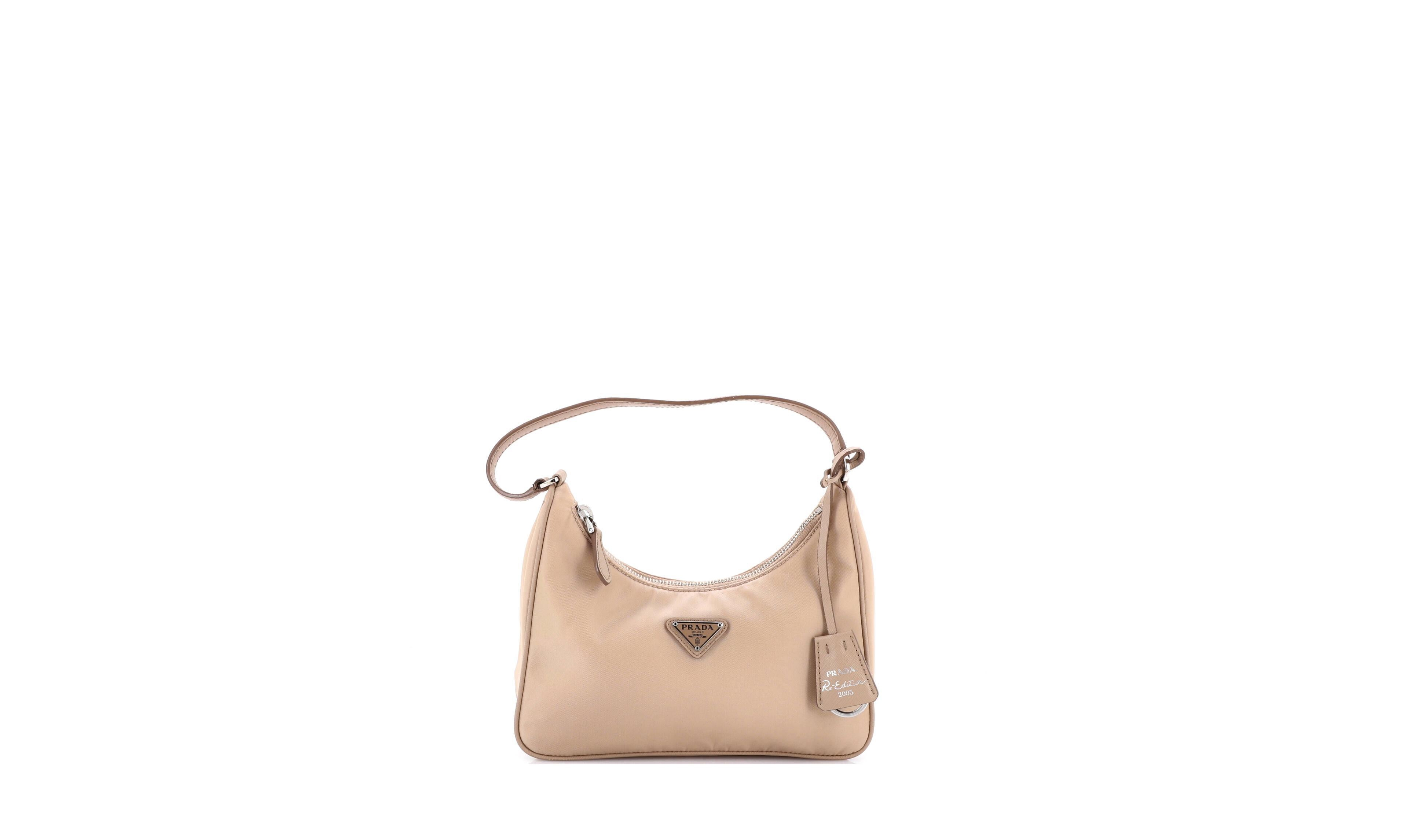 Pre-Owned Prada Mini Re-Edition 2005 Hobo Tessuto with Saffiano Leather
