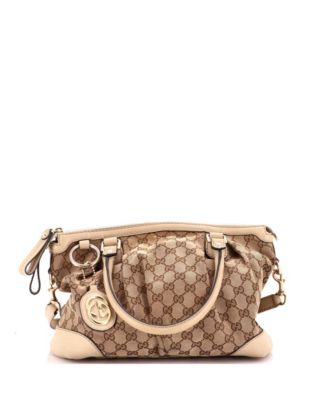 Medium Sukey Top Handle Satchel GG Canvas with Leather