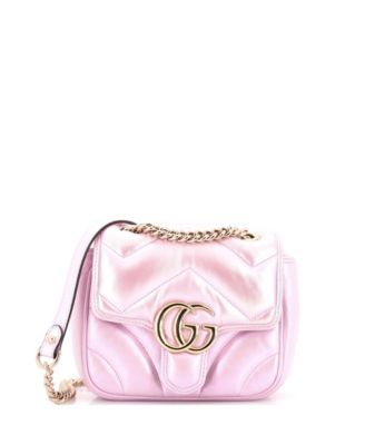 Mini GG Marmont Square Flap Bag Chevron Iridescent Leather