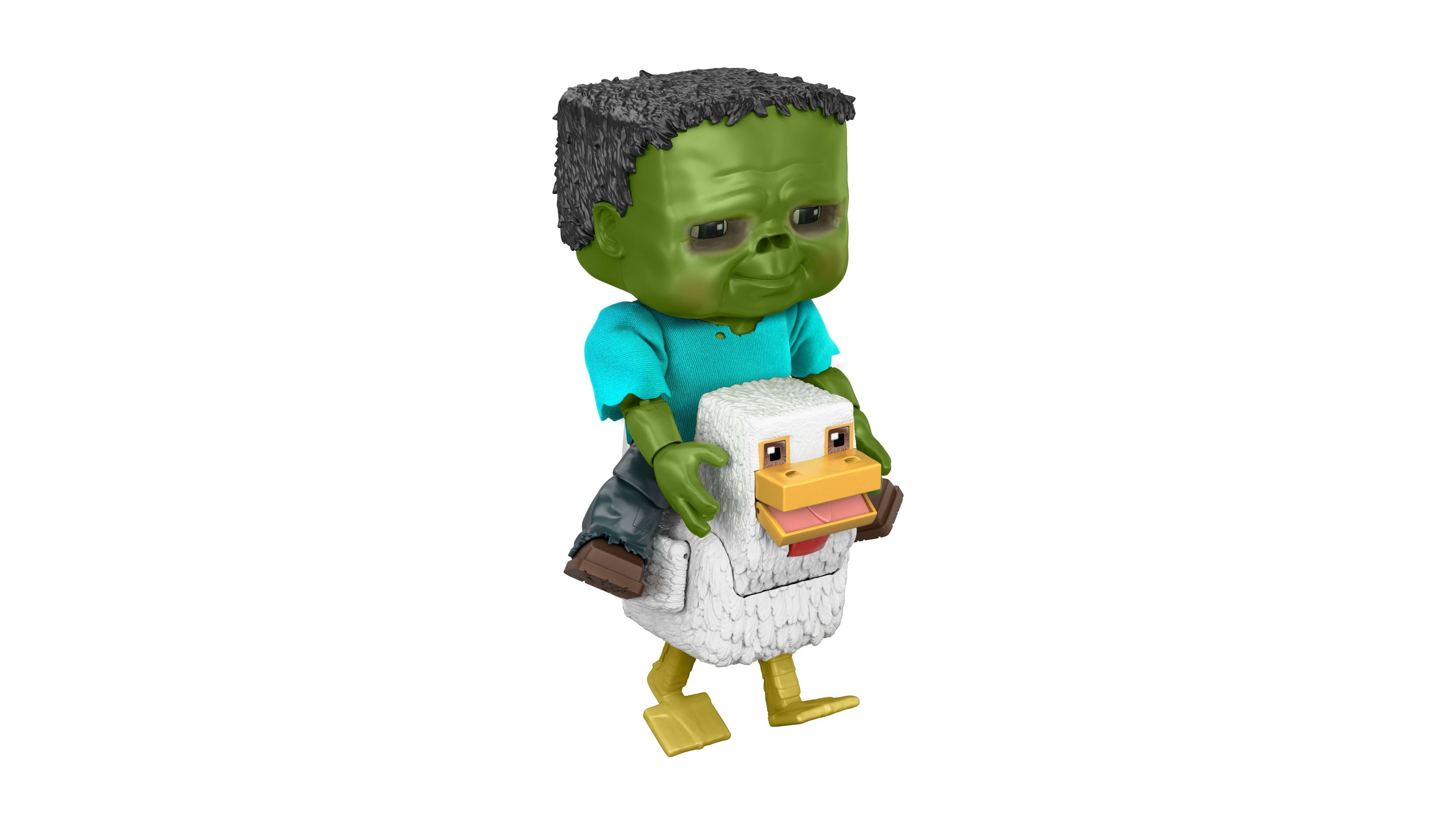 Minecraft Chicken Jockey 3 Swappable Baby Zombie Faces 2-Piece Action Figure, Ages 6+