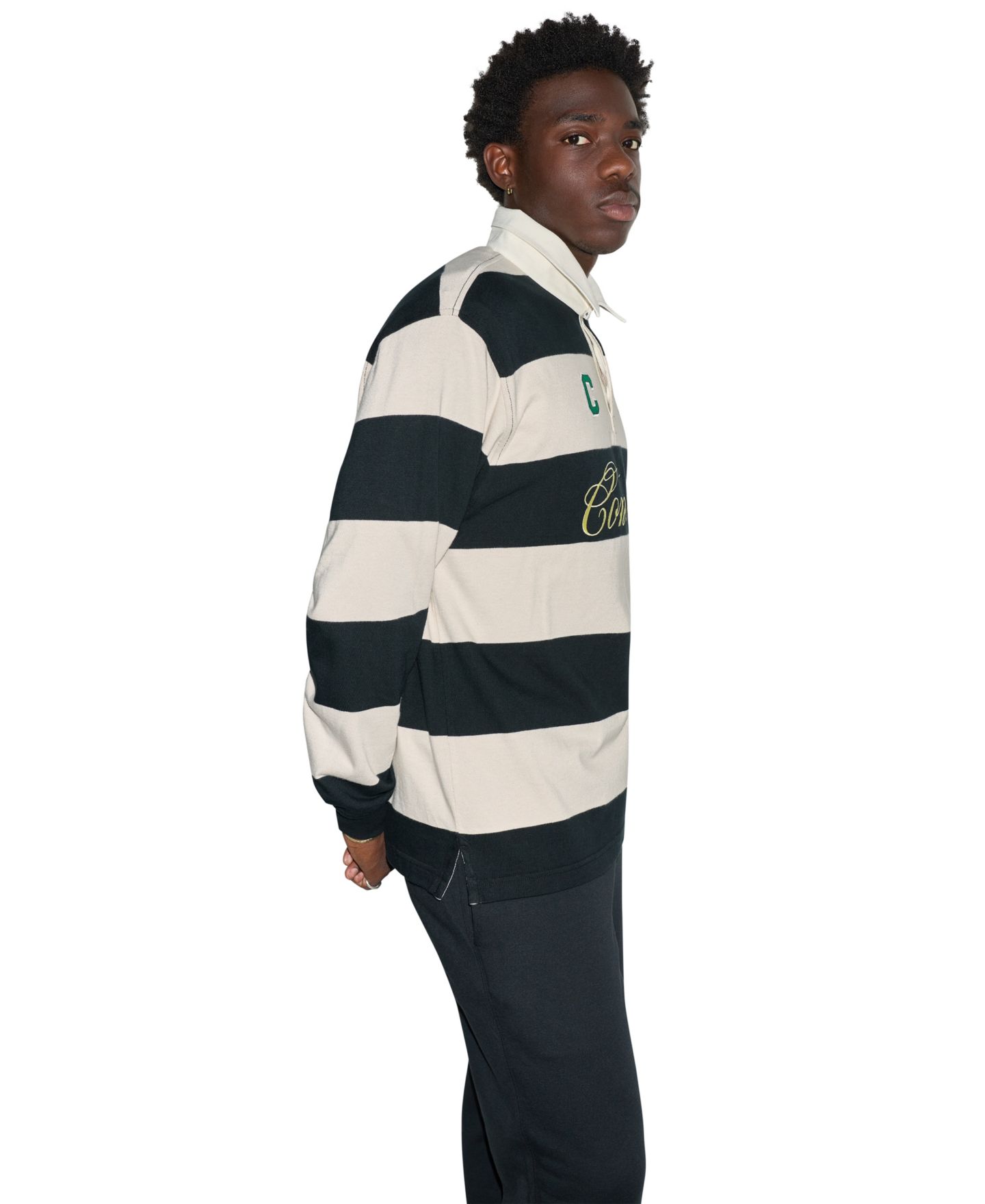 Мужское поло Converse Varsity Rugby Polo Shirt, цвет: Чёрный разноцветный — фото 3