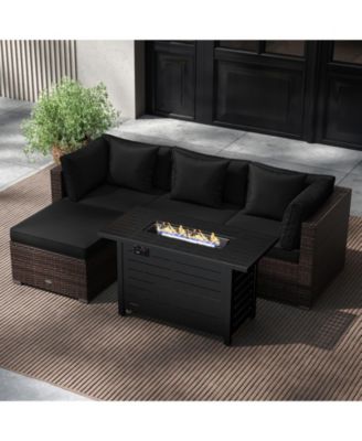 5 Piece Patio Furniture Set Heavy-duty Frame Rattan Sofa Set