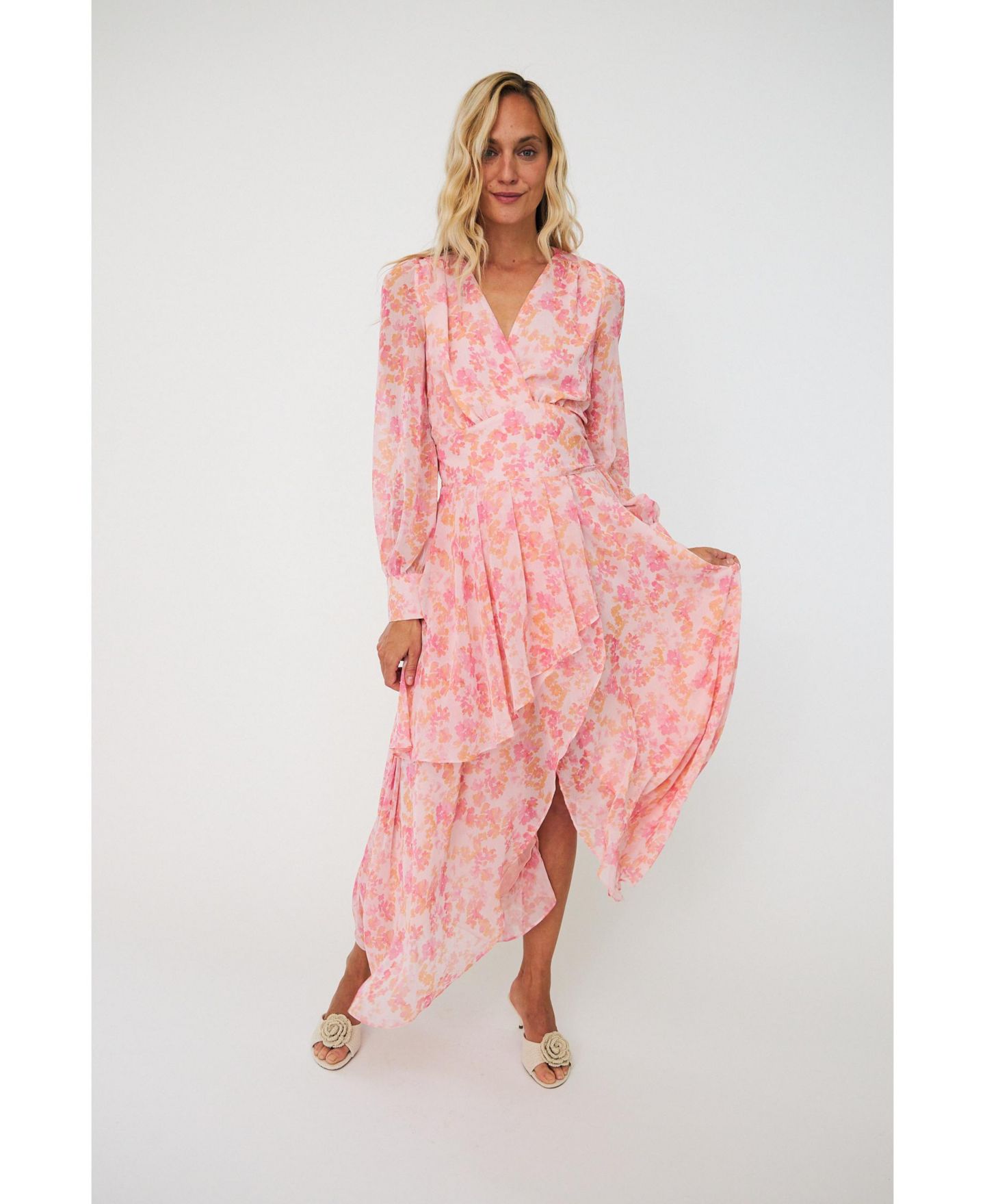 Женское платье CRAS Romance V-Neck Long-Sleeve Floral-Print Maxi, цвет: Cloudy Flower — фото 5