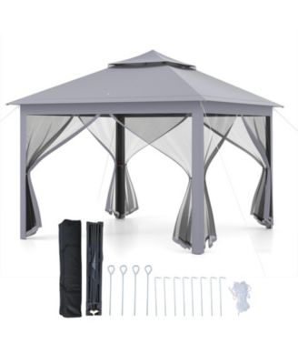 11 x 11 Feet 2-Tier Pop-Up Gazebo Tent Portable Canopy Shelter With Carry Bag And Mesh