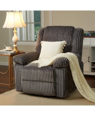 Corduroy Recliner - Manual Recline with Pillow Top Arms and Side Pocket, 330 lbs Capacity for Living Room and Home Theater