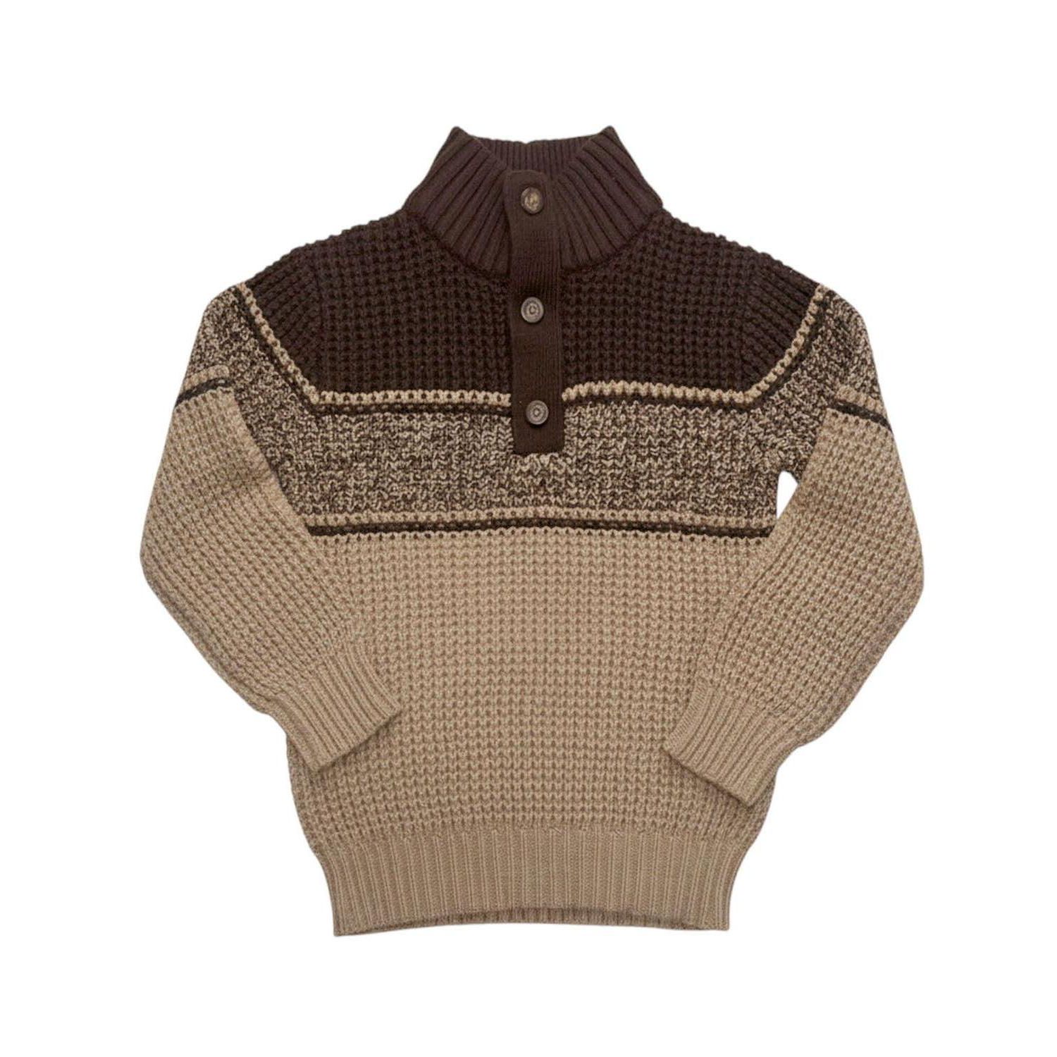 Little Boys Hope and Henry 5 - 7 Organic Mock Neck Waffle Sweater
