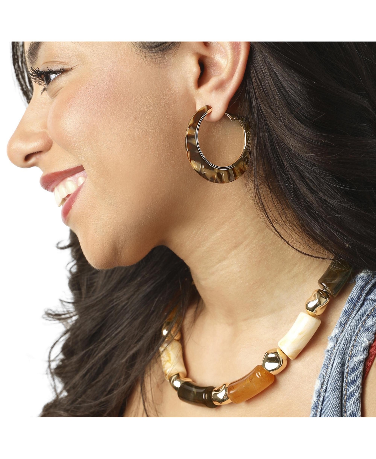 Jessica Simpson Hoop Earrings for Women Gold-Tone, Earth-Toned Hoops
