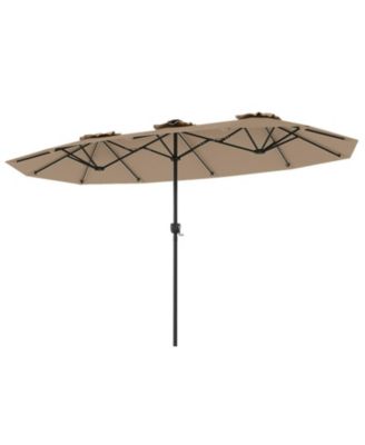 13 Ft Double-Sided Patio Umbrella with Color-Changing Flowing Solar LED Lights