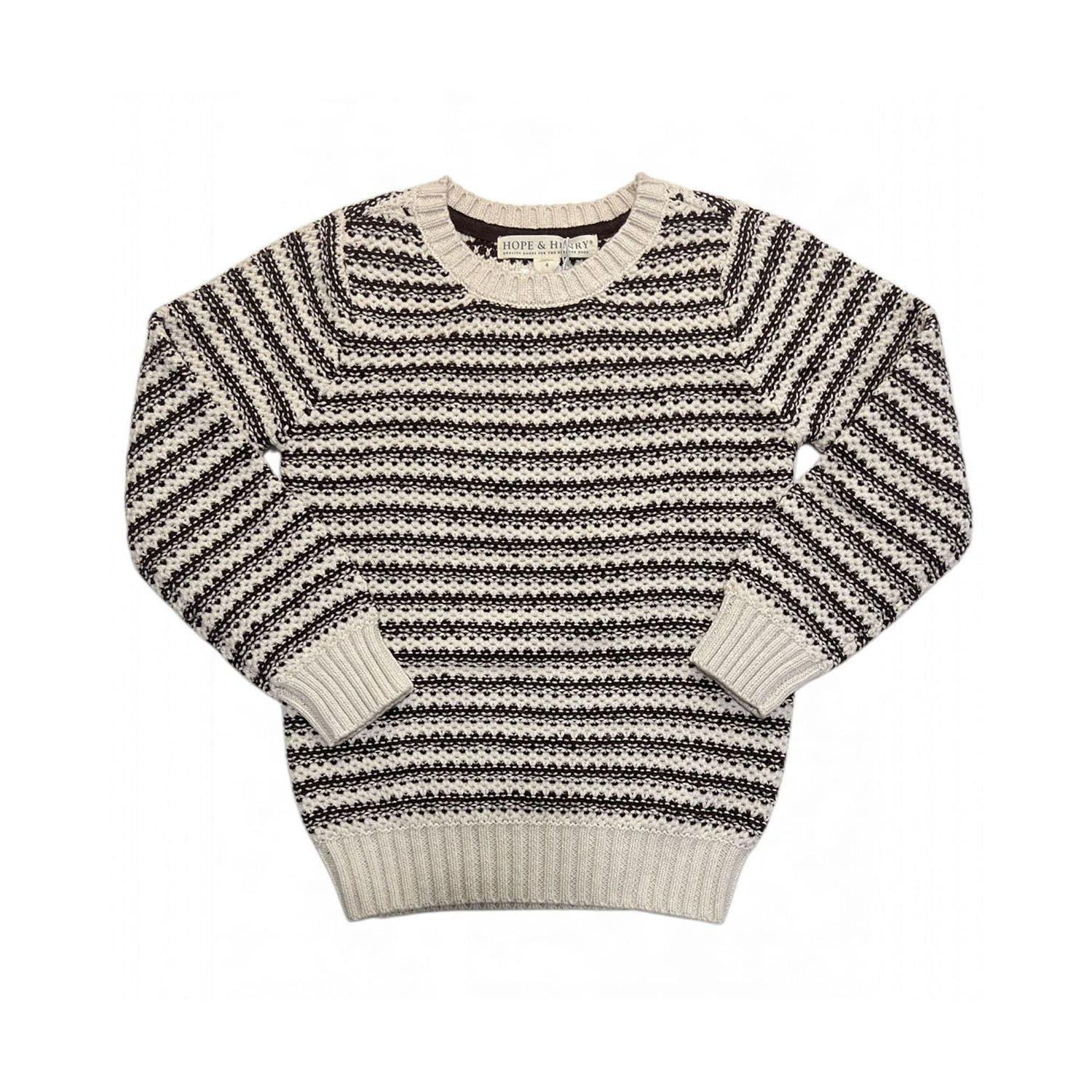 Hope and Henry Boy's Small to Xlarge Organic Striped Crew Neck Pullover Sweater