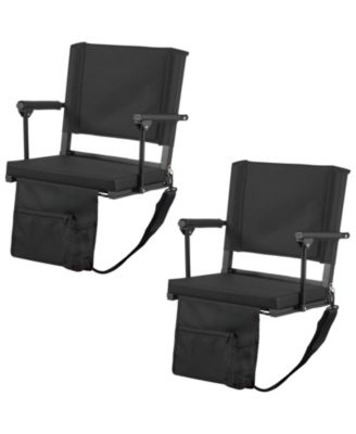 Portable Bleacher Seats with Armrests 2-Pack 18.7 inches Thick Cushion Bench Chairs and Shoulder Straps