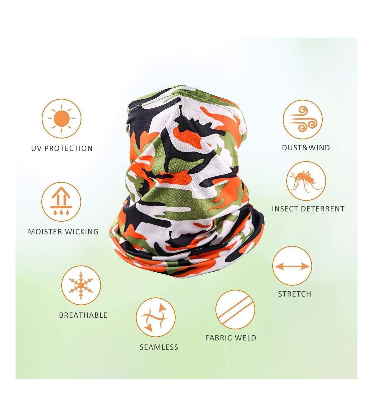 Piscifun 6 Pack Uv Protection Face Mask Neck Gaiter Breathable Outdoor Sports Bandana Scarf