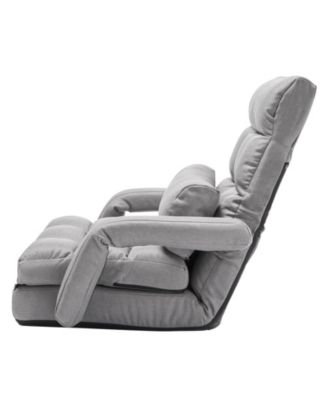2-in-1 Folding Floor Chair Bed with 5 Adjustable Positions Back Support Armrests for Adults