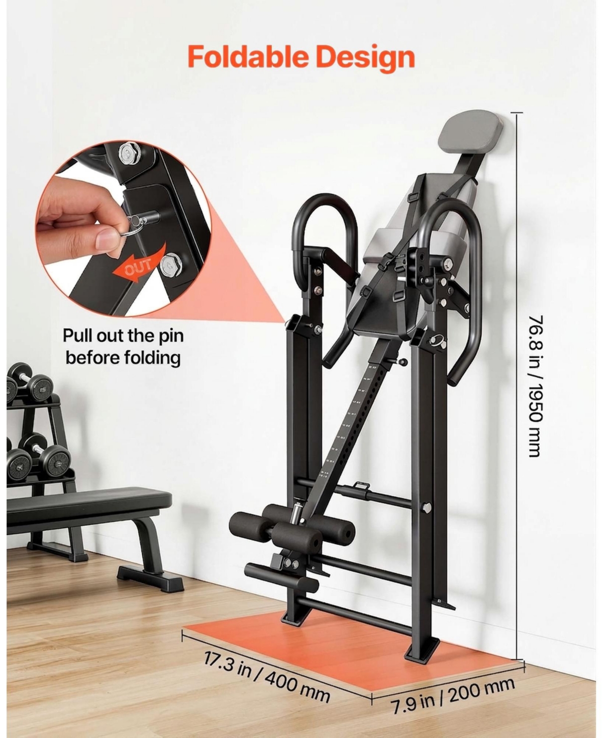 Sugift 300 lbs Capacity Heavy Duty Inversion Table with Dual-Roller Locking for Back Neck Shoulders Knees