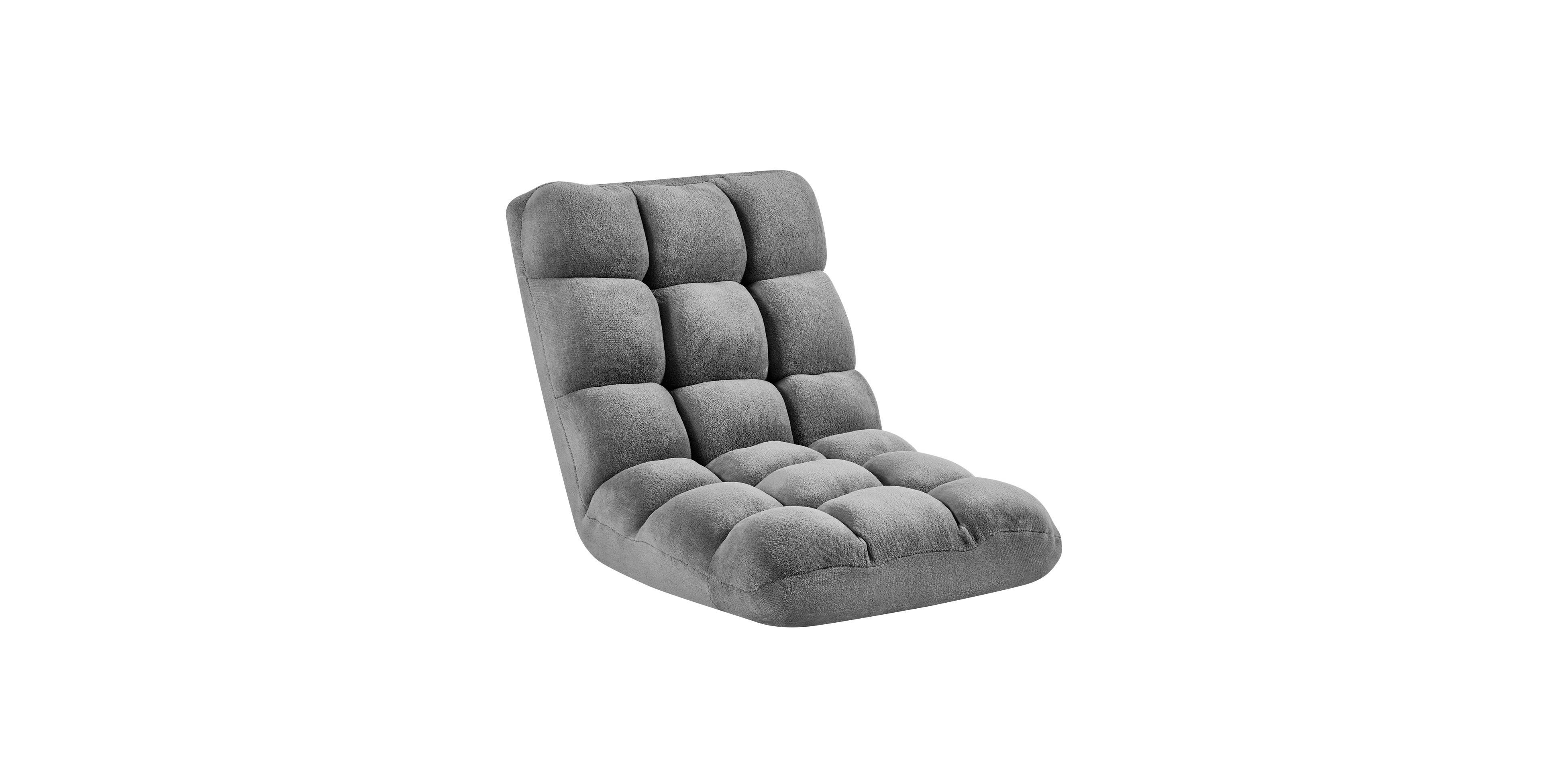 Sugift 14-Position Folding Floor Gaming Chair with Back Support Metal Frame Coral Fleece for Reading
