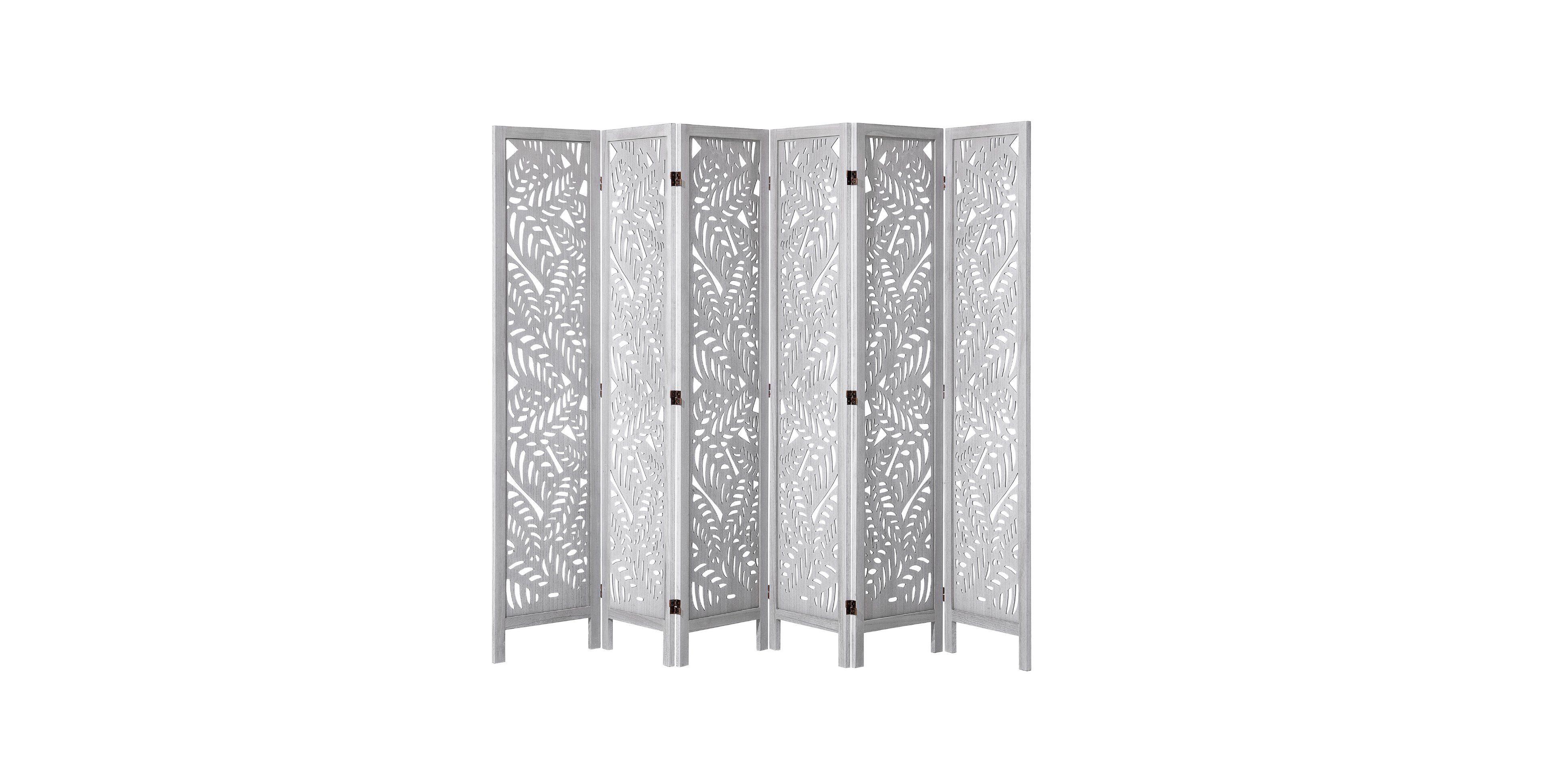 Slickblue Portable 6 Panel Wooden Room Divider, Carved Folding Privacy Screen for Bedroom Office Home