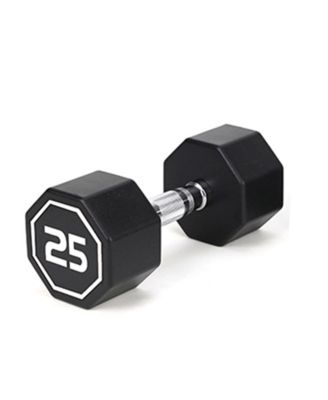 Octagonal Rubber Coated Dumbbell with Chrome Knurled Handle for Home and Commercial Workouts