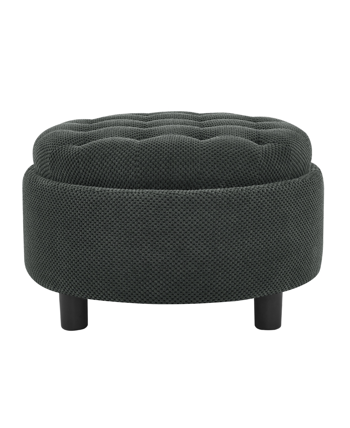 flynama 25 Inch Round Storage Ottoman, Tufted Fabric