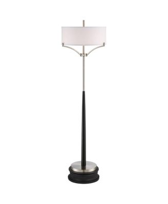360 Lighting Modern Industrial Floor Standing Lamp with Riser 66.5" Tall Nickel Metal Drum Shade for Living Room Reading Bedroom