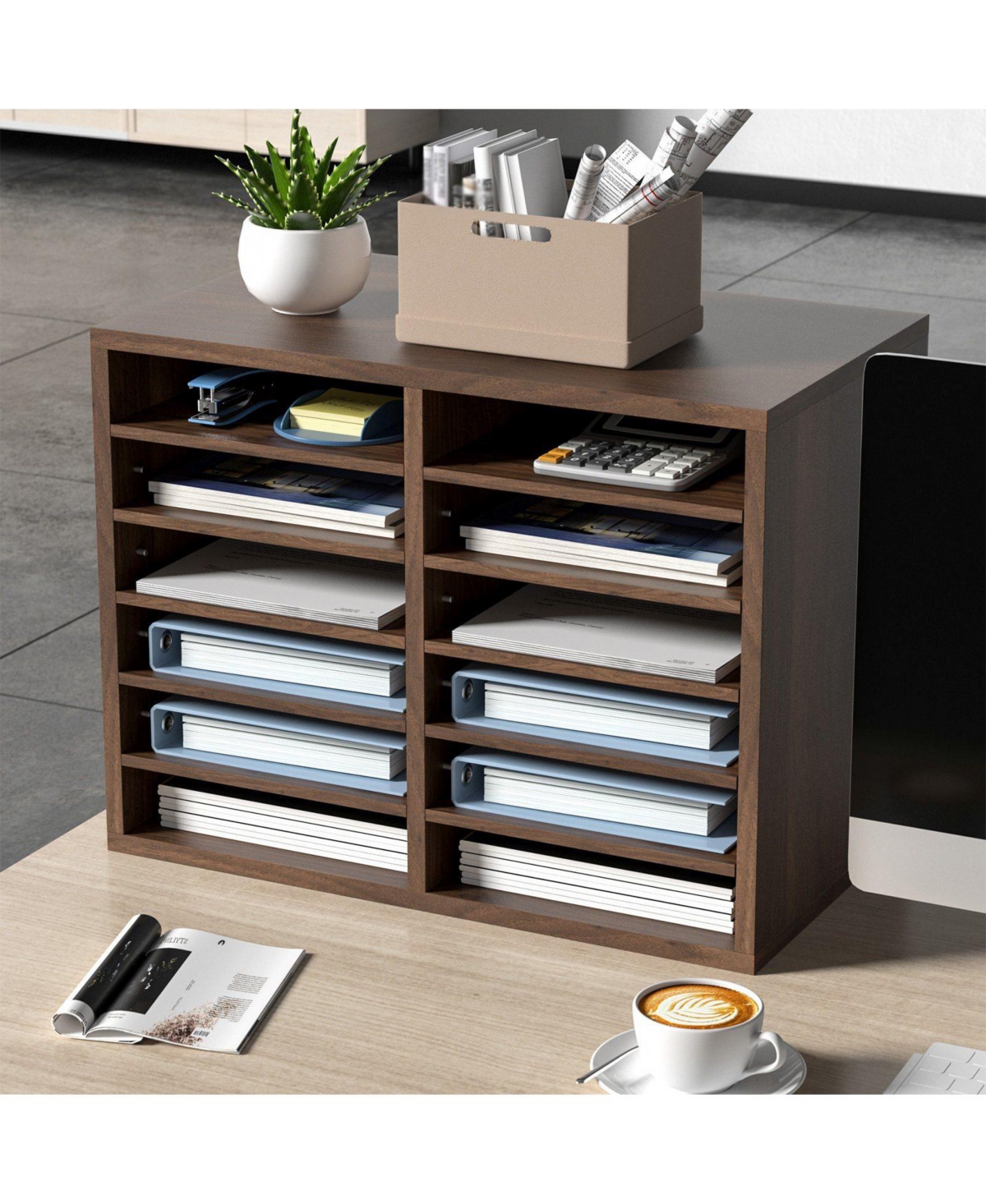 Slickblue 12 Compartment Literature Organizer with Adjustable Shelves