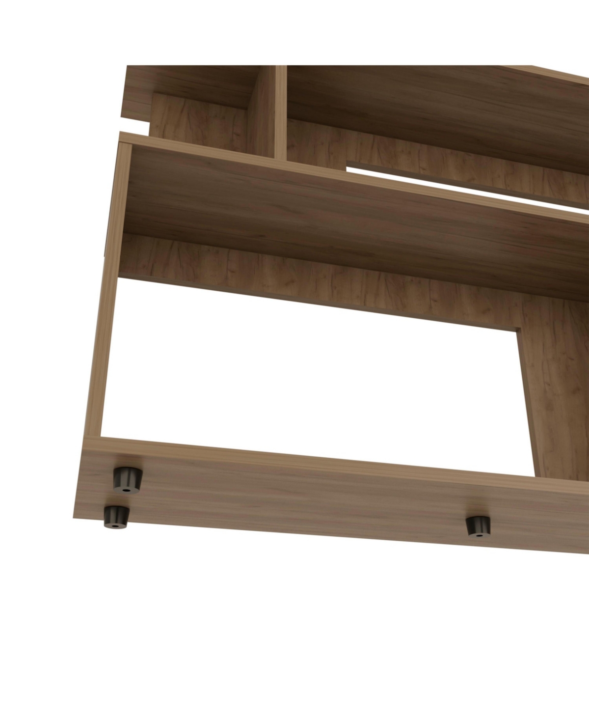 Flynama Asymmetrical Sofa Side Table with Open Storage and Top Shelf