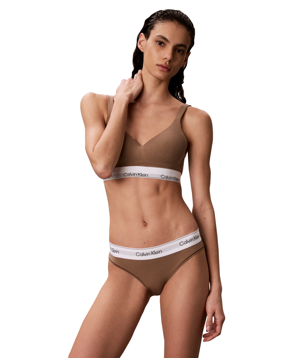 Calvin Klein Women's Ck Icon Cotton Modal Bikini Underwear QF8520 - Soft Mocha