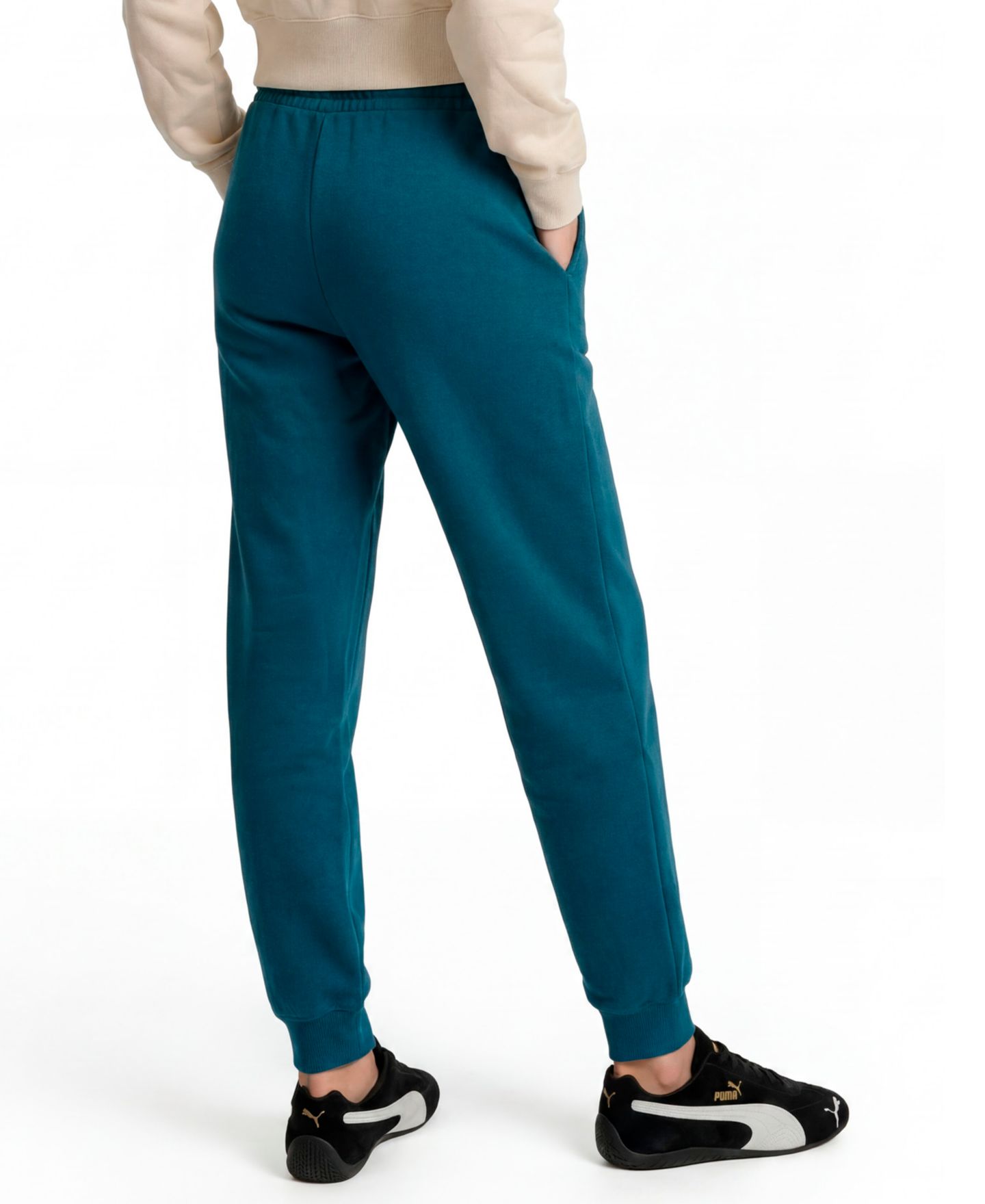 Женские брюки Puma ESS No. 1 Logo Fleece Relaxed-Fit Pull-On Sweatpants, цвет: Тёмно-синий — фото 3