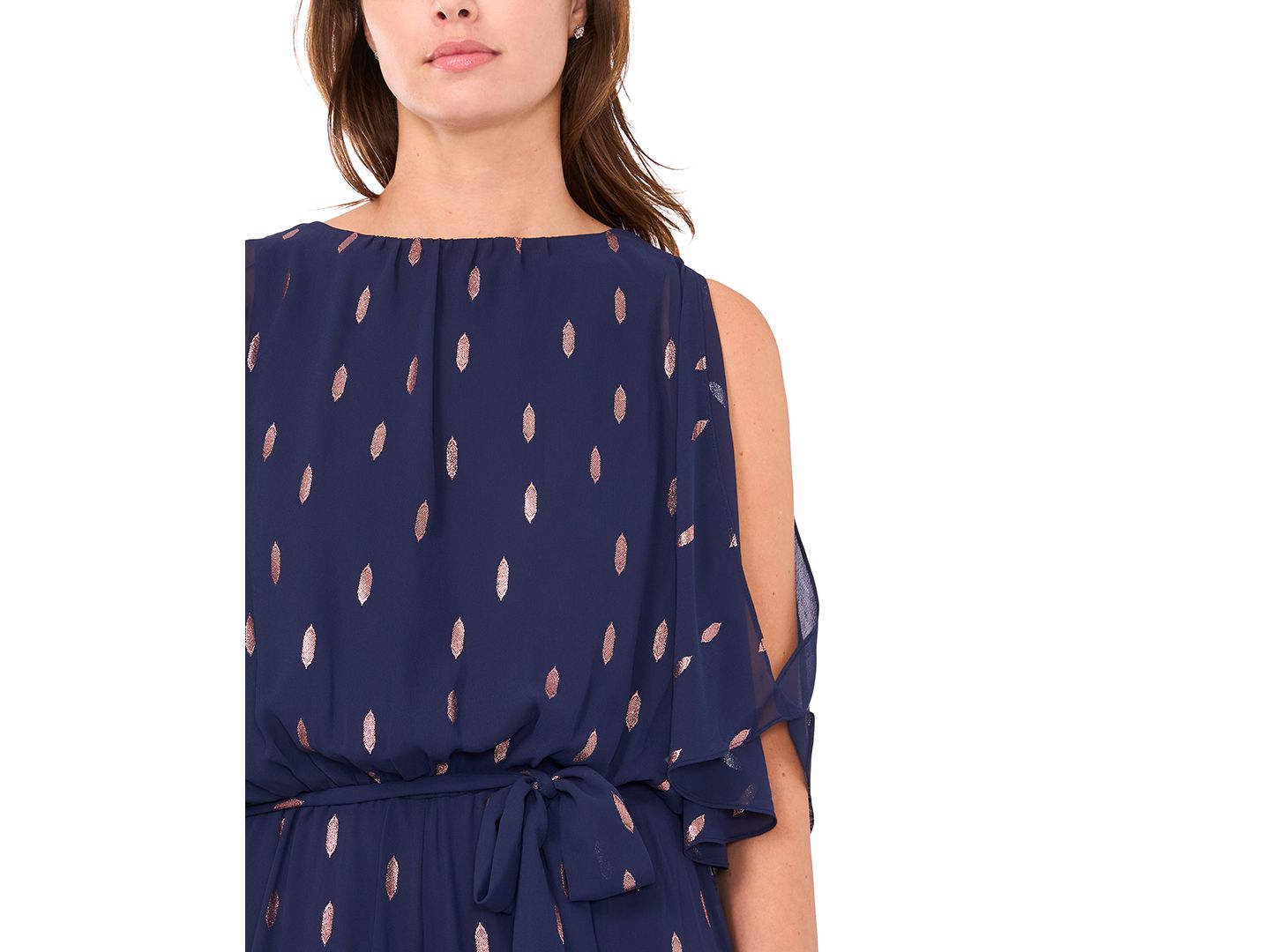 Женский комбинезон MSK Petite Wide-Leg Metallic Chiffon Jumpsuit, цвет: Тёмно-синий — фото 4