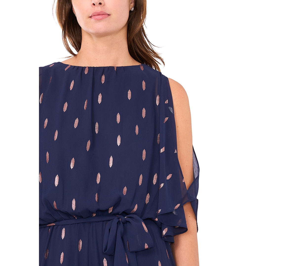 Msk Petite Clip Chiffon Wide-Leg Metallic Jumpsuit