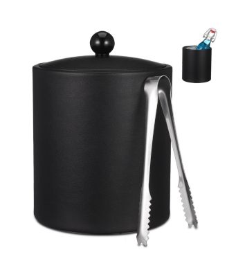 Double Wall Insulated Stainless Steel Ice Bucket With Lid Tongs Strainer For Cocktail Parties