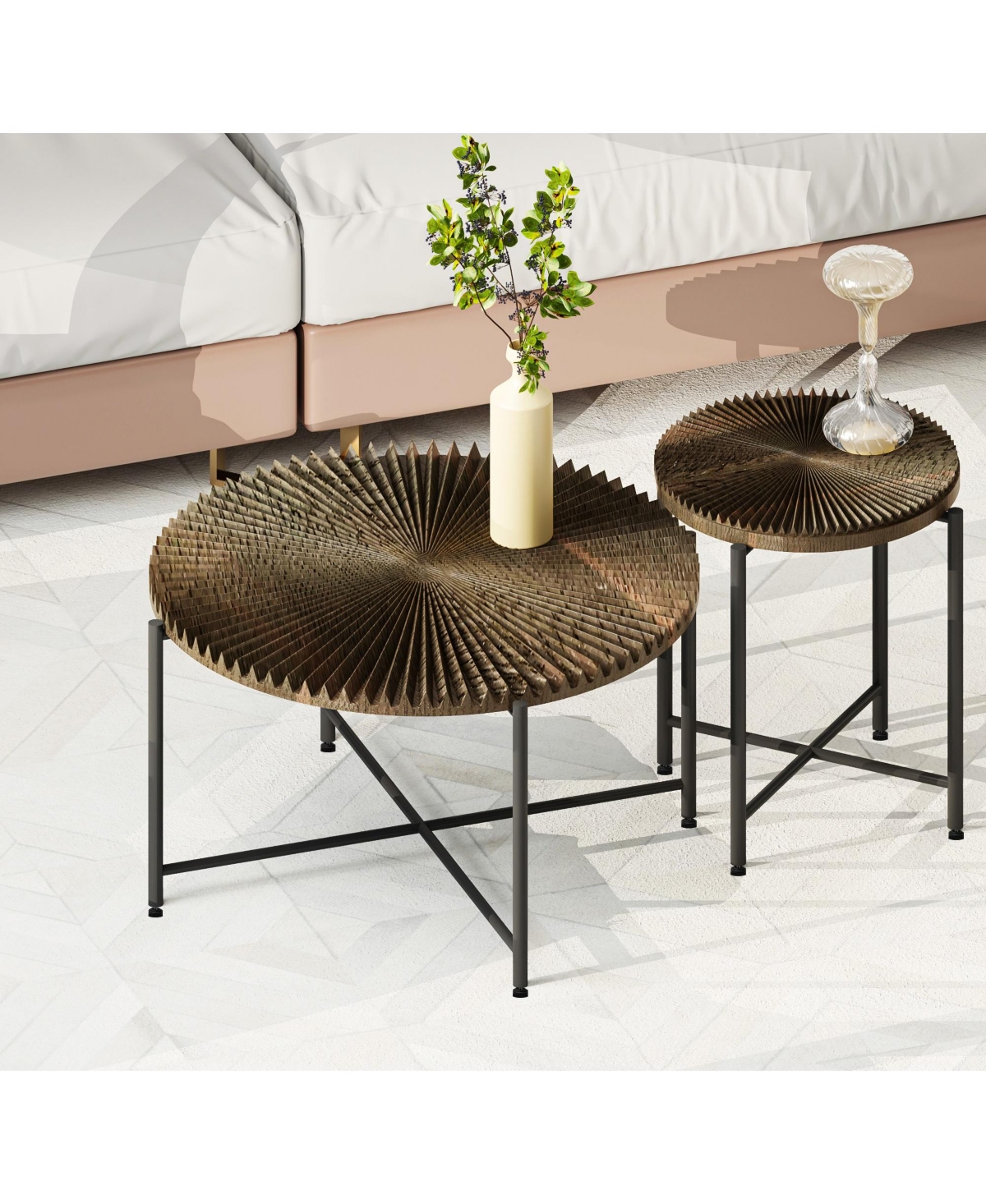 Flynama 2-Piece Radial Pattern Cylindrical Table Set