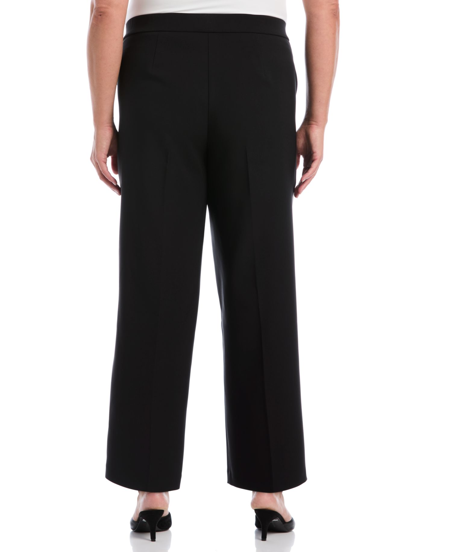 Plus Size Wide-Leg Pull-On Mid-Rise Pants