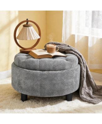 25 Inch Round Storage Ottoman