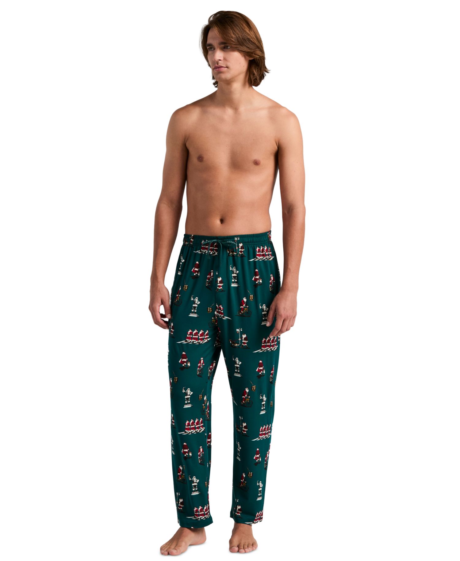Men's Deluxe Touch City Santa's Holiday Drawstring-Waist Sleep Pants