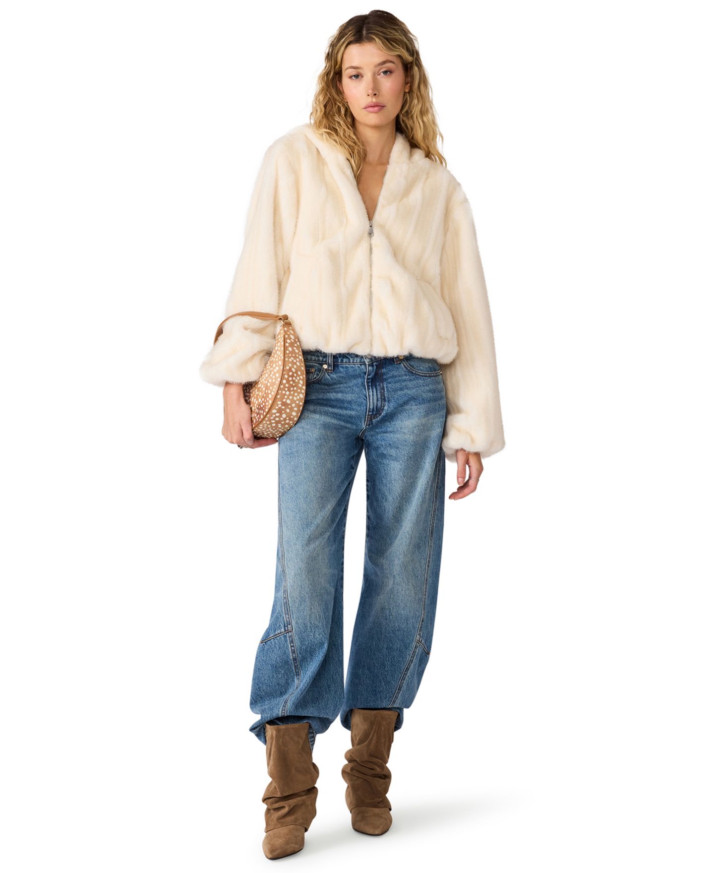 Женская куртка Steve Madden Mavis J Jacket Hooded Faux-Fur Cropped Jacket, цвет: Frosted Fields — фото 2